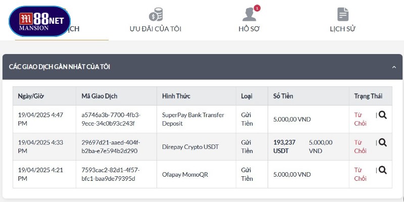 Bet thủ kiểm tra lịch sử giao dịch tại nền tảng dễ dàng