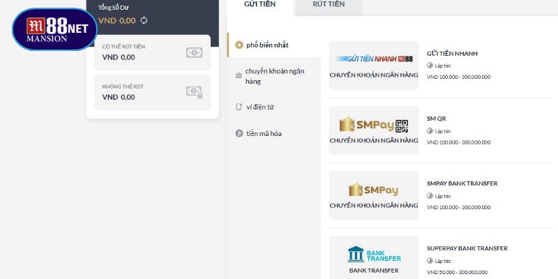 Hướng dẫn nạp tiền M88 qua chuyển khoản ngân hàng tiện lợi