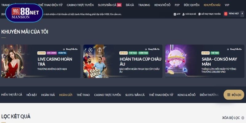 Cập nhật các điều kiện nhận khuyến mãi từ nhà cái M88