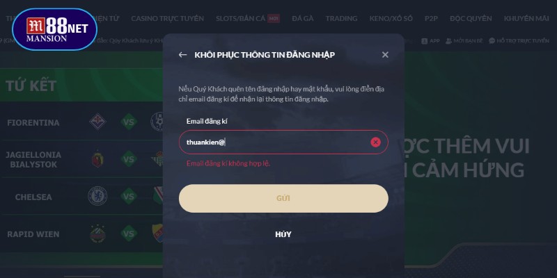 Bet thủ liên hệ M88 khi quên tên đăng nhập và mật khẩu